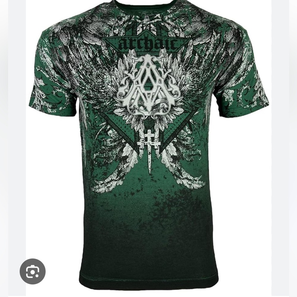 men’s affliction archaic green tee